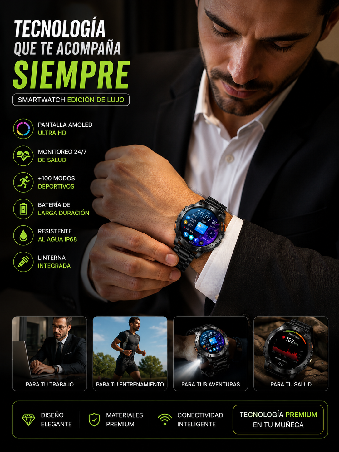 ⌚🔥smartwatch edicion de lujo diseño elegancia rendimiento 🖤✨