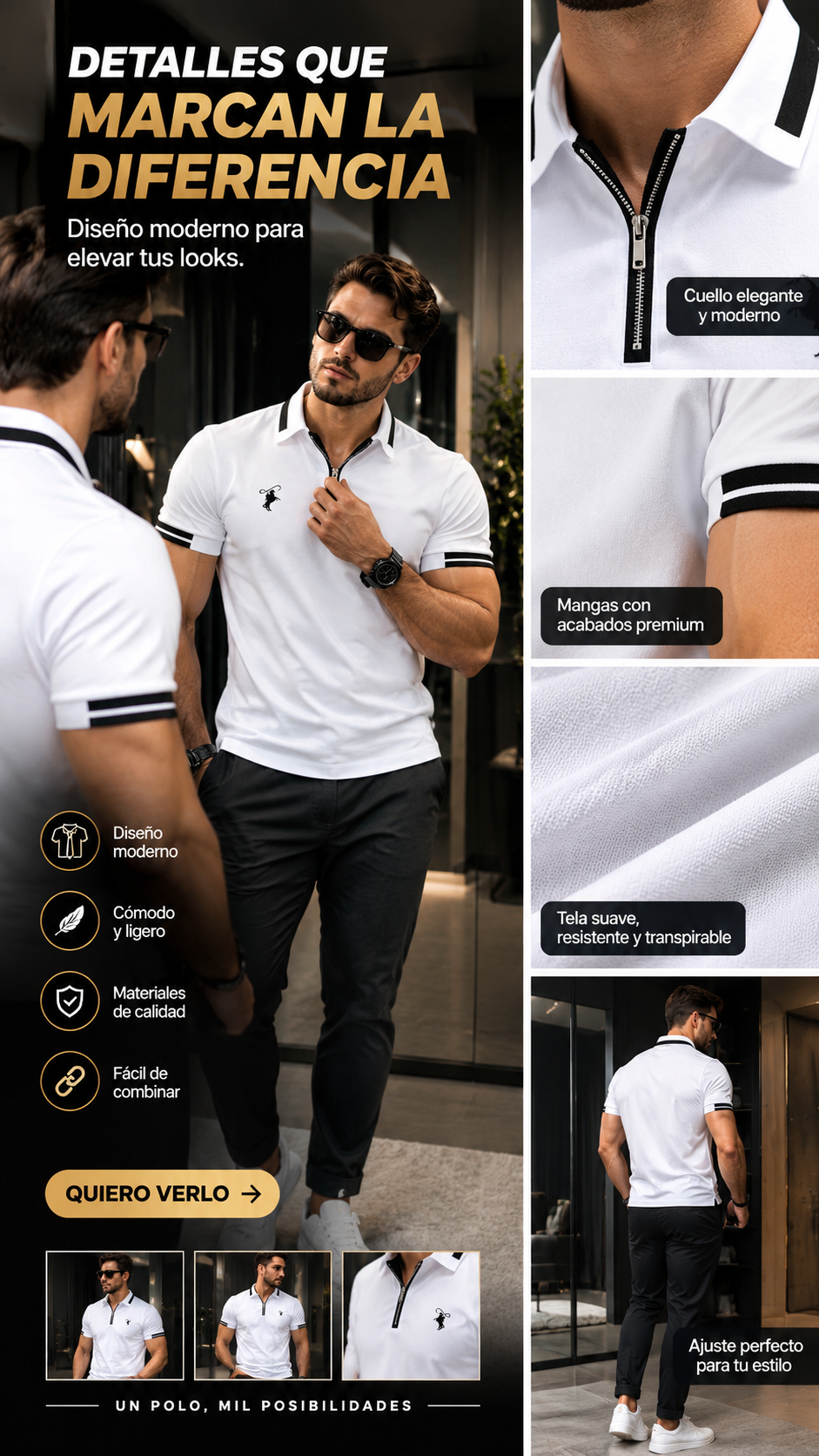 👔POLO PREMIUM CON CREMALLERA ELEGANCIA ESTILO SIN ESFUERZO👔