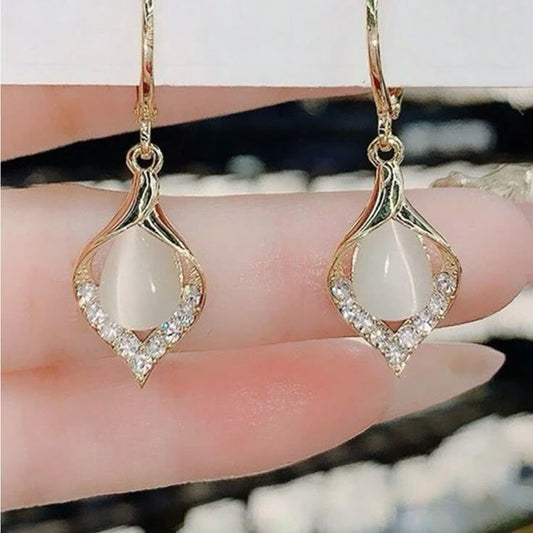 💎Aretes Aurora de Cristal💎en oro lamindo 💎