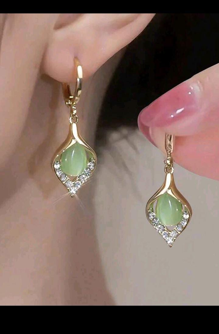 💎Aretes Aurora de Cristal💎en oro lamindo 💎
