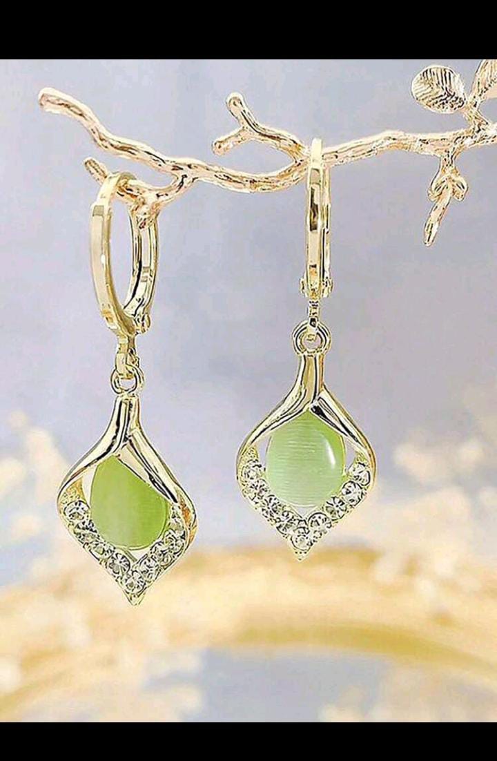 💎Aretes Aurora de Cristal💎en oro lamindo 💎