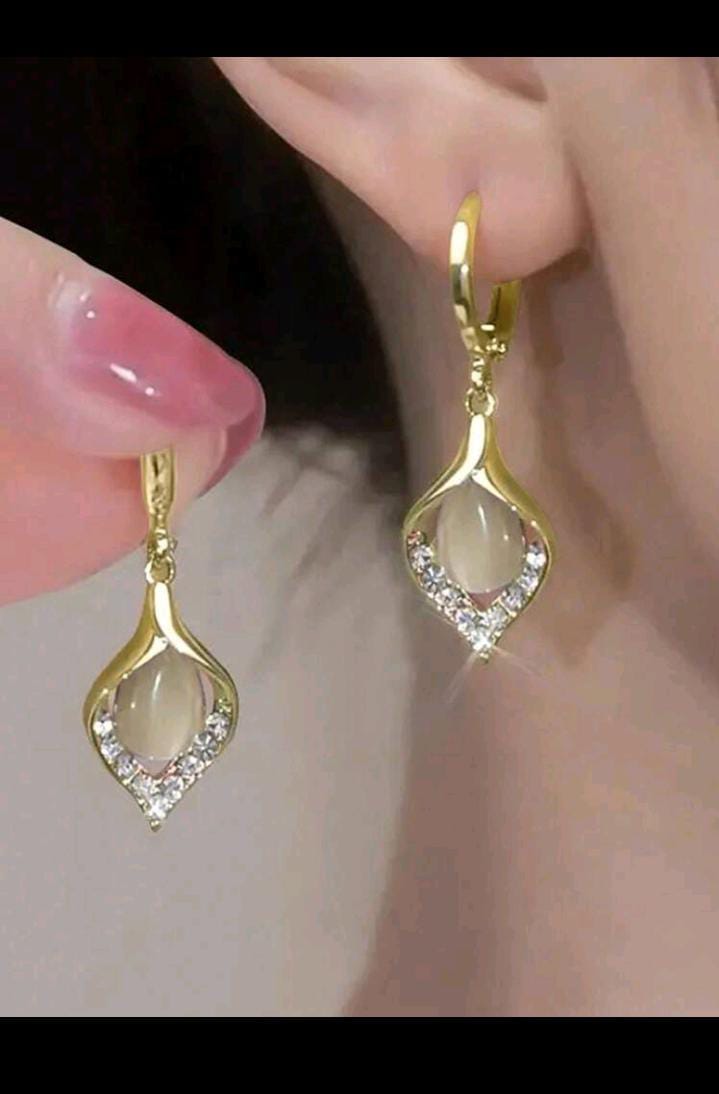 💎Aretes Aurora de Cristal💎en oro lamindo 💎
