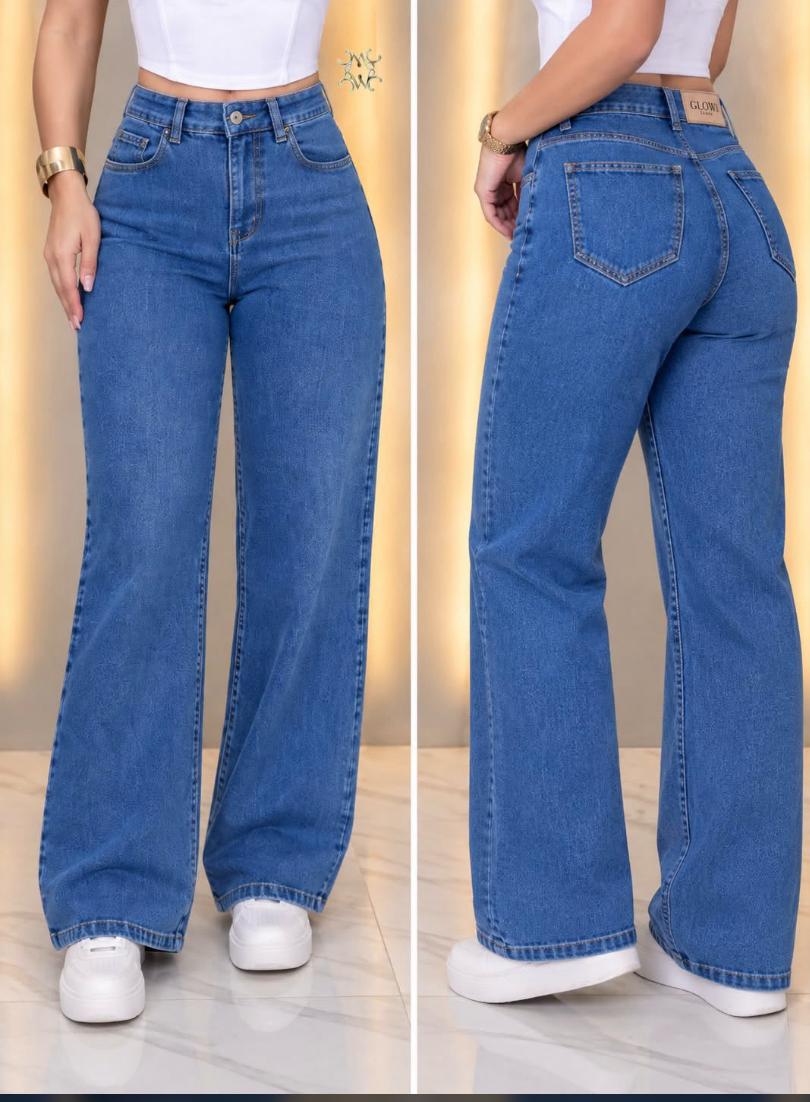👖 Jeans de Tiro Alto y Pierna Ancha – Elegancia y Comodidad