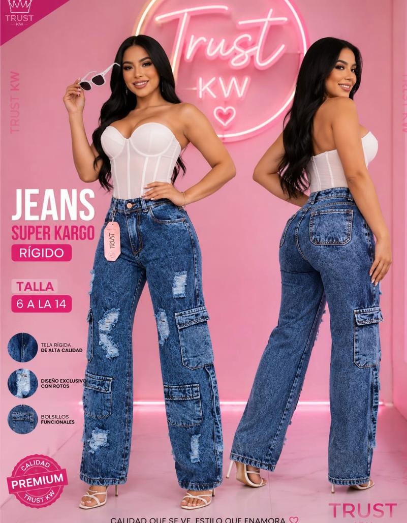 👖 Jeans de Tiro Alto y Pierna Ancha – Elegancia y Comodidad