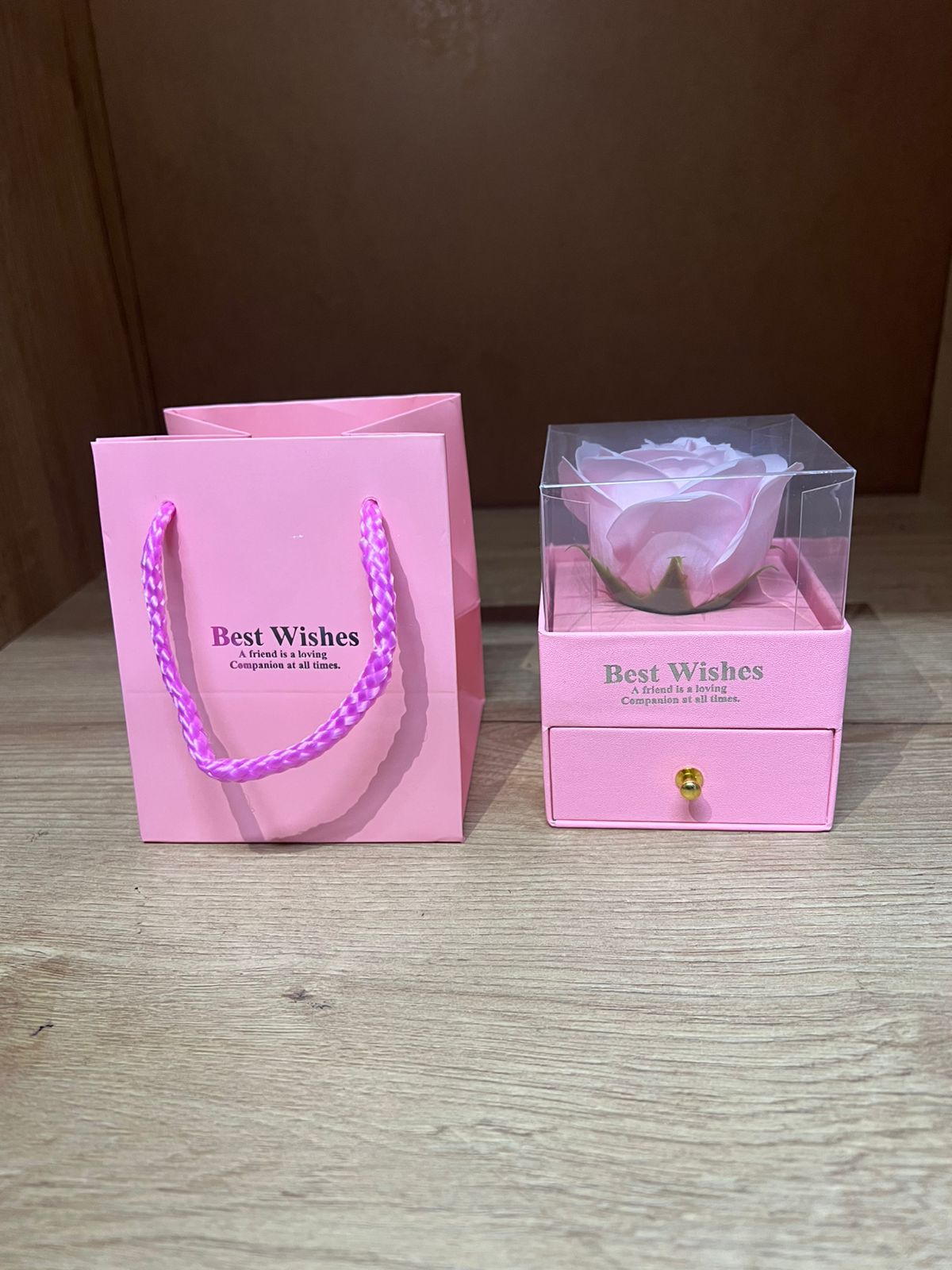 💎Caja de regalo de rosa eterna collar en baño de oro de amor💎